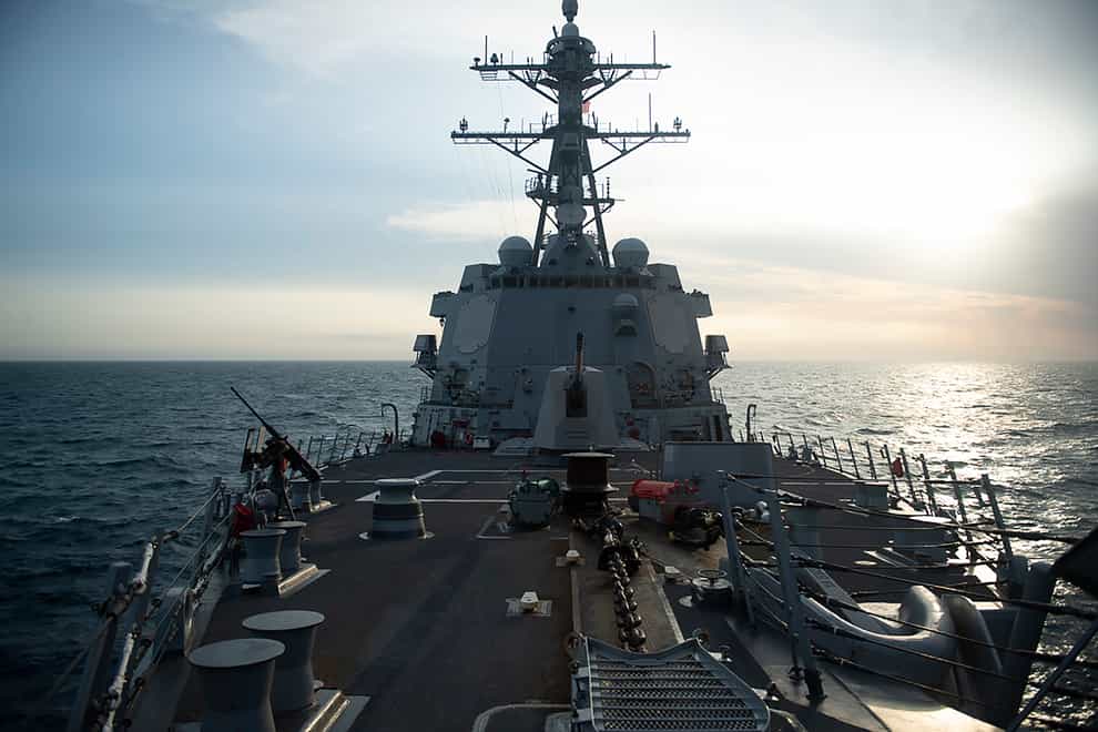 USS Sampson conducted a routine Taiwan Strait transit on Tuesday (US Pacific Command via AP)