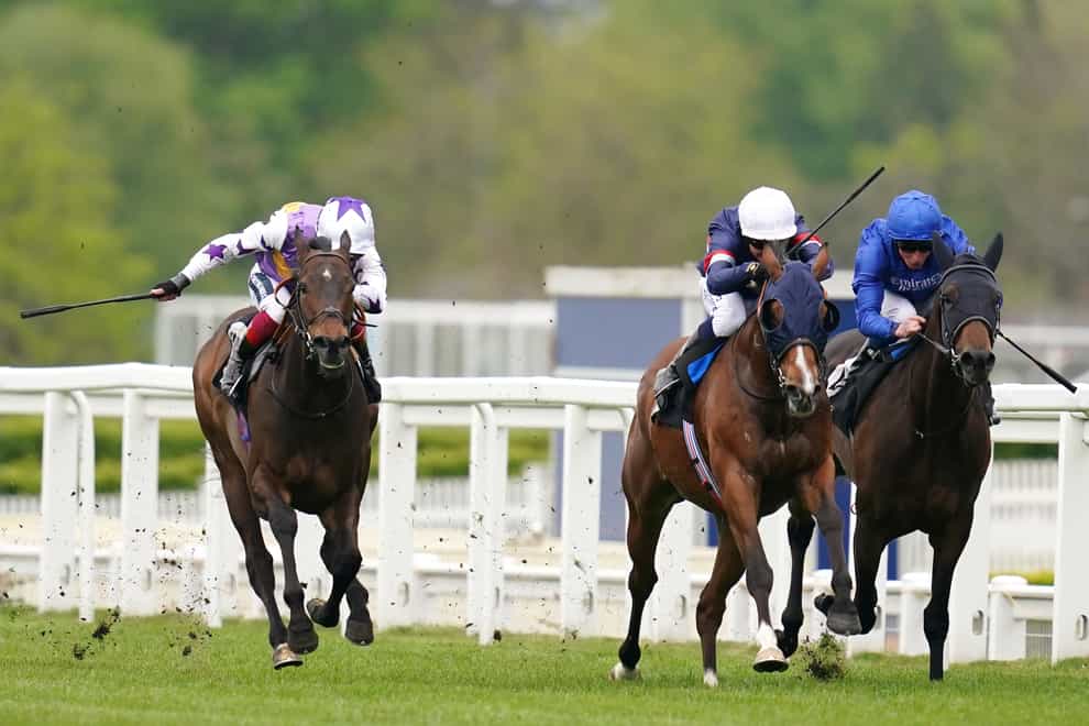 New Mandate (left) and Frankie Dettori on the way to victory (John Walton/PA)