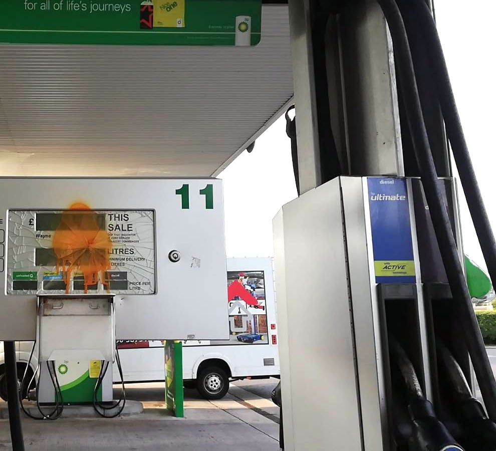 Climate activists have sabotaged petrol pumps after blocking forecourts at two motorway services (Just Stop Oil/PA)