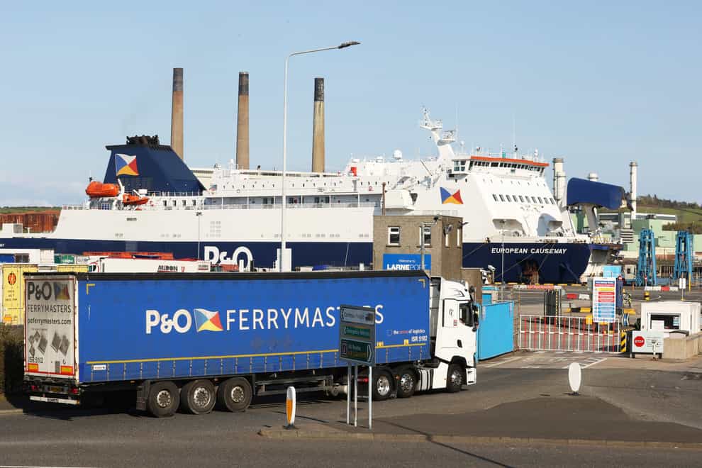 Former P&O workers at Larne in Co Antrim and Cairnryan in southern Scotland blocked the ports for around an hour on Friday afternoon (PA)