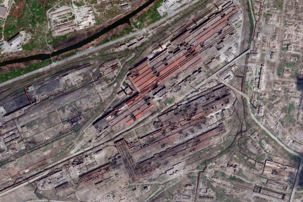Damage at the Azovstal steelworks in Mariupol (Planet Labs PSB/AP)