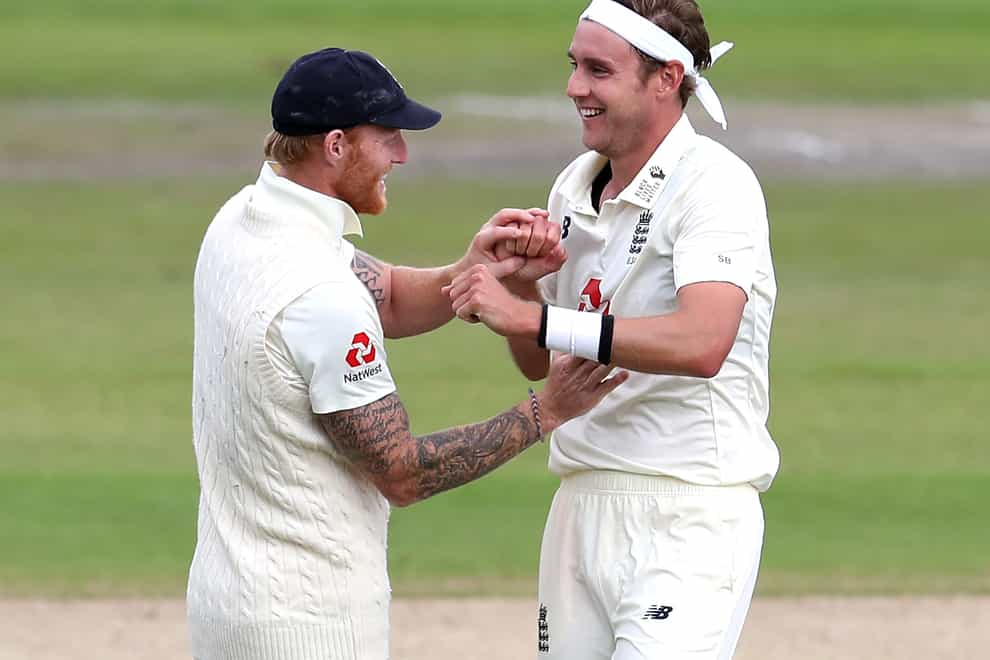 File photo dated 25-07-2020 of England’s Stuart Broad (right) celebrates with Ben Stokes. Ben Stokes has been appointed as England’s new Test captain and says he is �honoured� to accept the role. Stokes takes over from Joe Root, who quit earlier this month after five years and a record 64 games in charge. Issue date: Thursday April 28, 2022.