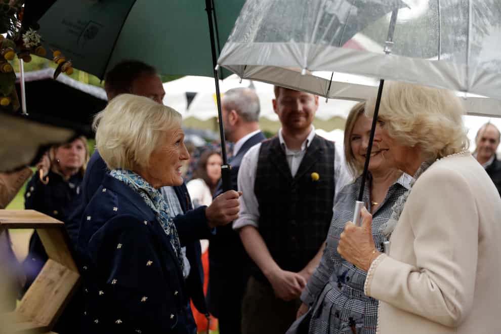 The Duchess of Cornwall and Mary Berry are announcing the competition winner (PA)
