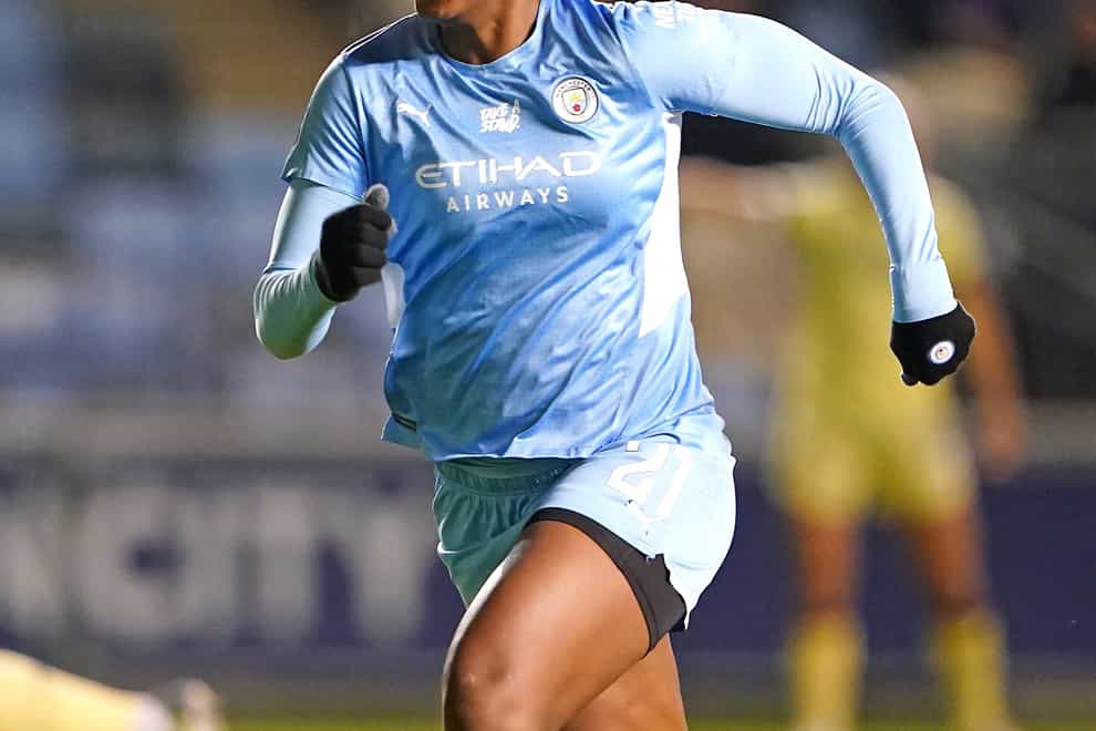 Khadija Shaw bagged four goals as Manchester City thrashed Brighton in the Women’s Super League (Zac Goodwin/PA)