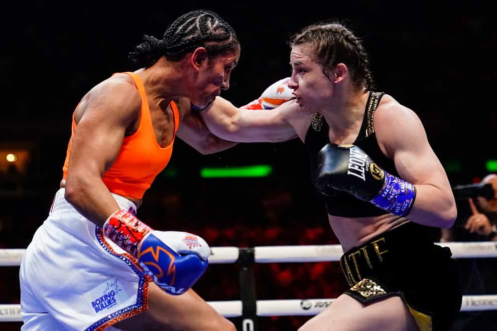Katie Taylor, right, overcame Amanda Serrano in a thriller (Frank Franklin II/AP/PA)