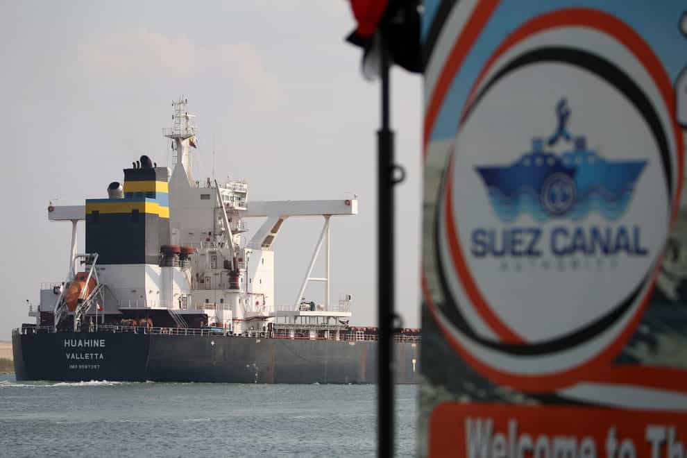 Suez Canal bosses said on said Sunday that the waterway’s monthly revenues have hit an all-time record (Ayman Aref/AP)