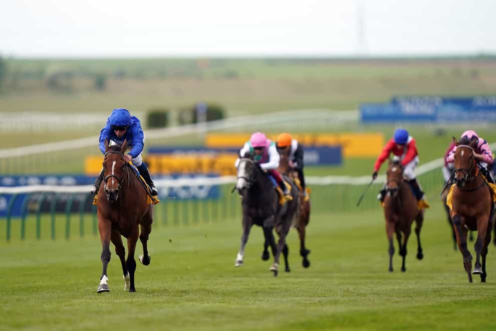 With The Moonlight ridden by jockey William Buick (left) on their way to winning the Betfair Pretty Polly Stakes on day three of the QIPCO Guineas Festival at Newmarket Racecourse (Tim Goode/PA)