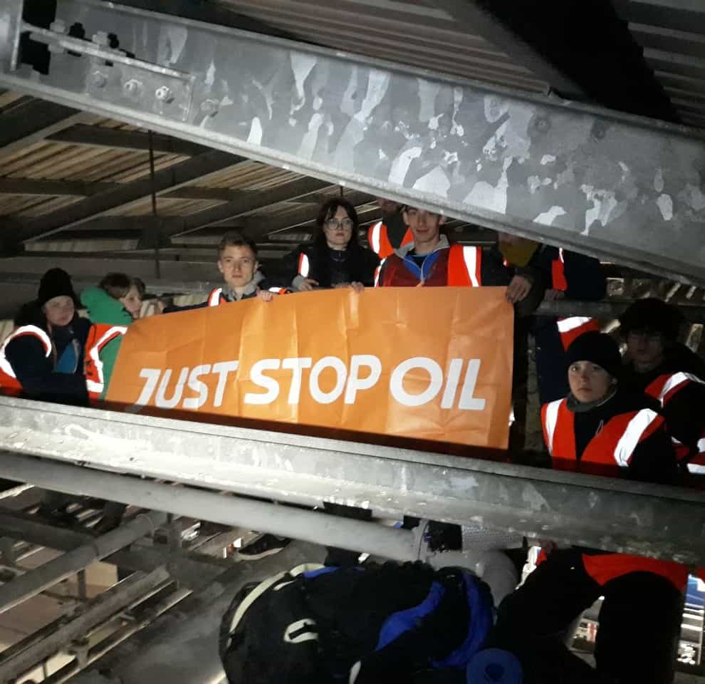 Just Stop Oil activists are blockading the Nustar Clydebank terminal (Just Stop Oil/PA)