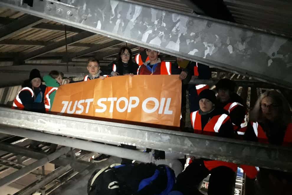 Just Stop Oil activists are blockading the Nustar Clydebank terminal (Just Stop Oil/PA)