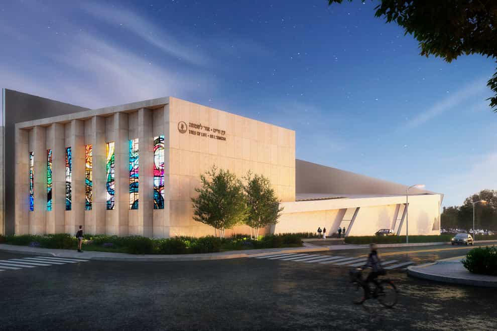 This rendering shows designs for the planned renovation of the Tree of Life synagogue in Pittsburgh, which on October 27 2018 was the scene of the deadliest antisemitic attack in US history (Lifang Vision Technology/AP)