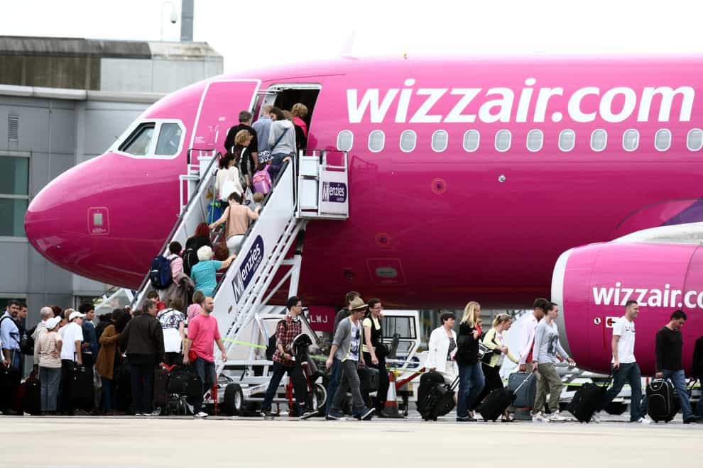 Low-cost European airline Wizz Air saw a more than 500% increase in the number of passengers carried in April as the recovery in the travel sector picked up pace (Steve Parsons/PA)