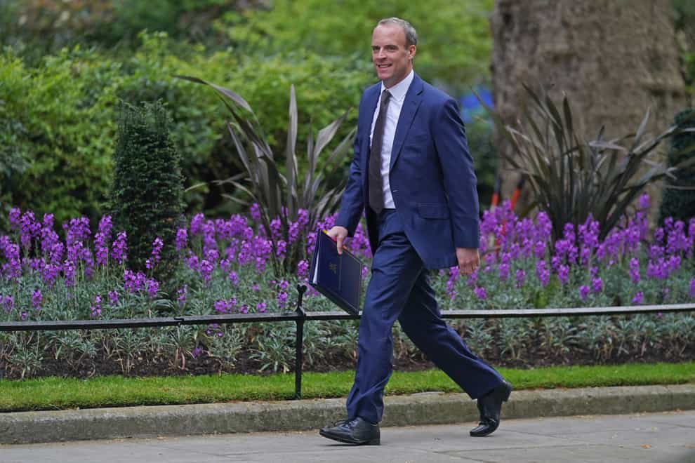 Deputy Prime Minister Dominic Raab arriving in Downing Street, London, for a Cabinet meeting (Victoria Jones/PA)