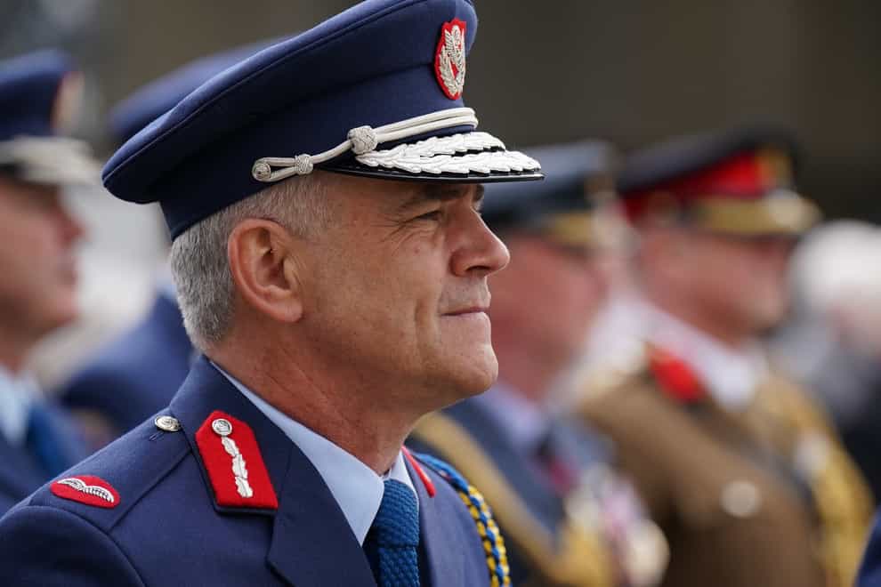 Chief of Defence Forces Lt Gen Sean Clancy during a ceremony marking Centenary of the military handover of Baldonnel Aerodrome to Irish Defence Forces by the RAF in 1922 (Niall Carson/PA)