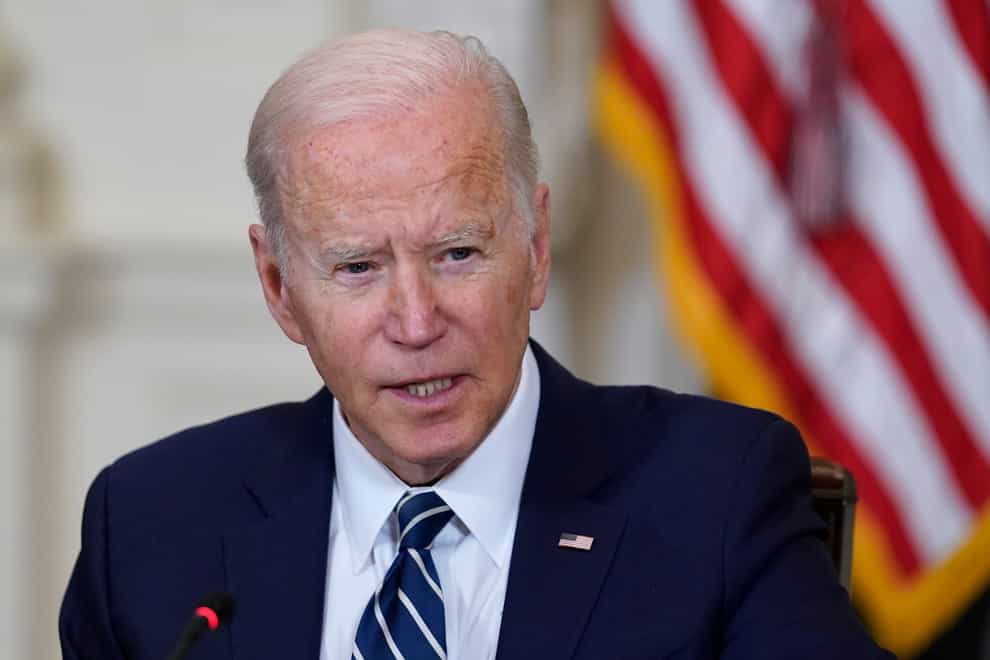 US president Joe Biden said a decision overturning Roe v Wade would raise the stakes for voters in November’s heated midterm elections (Susan Walsh/AP)