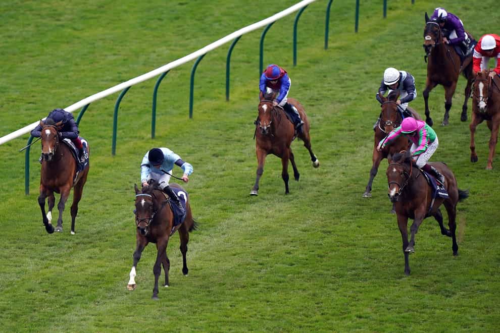 Prosperous Voyage (pink cap) ran a fine race to finish second in the Qipco 1000 Guineas (Tim Goode/PA)