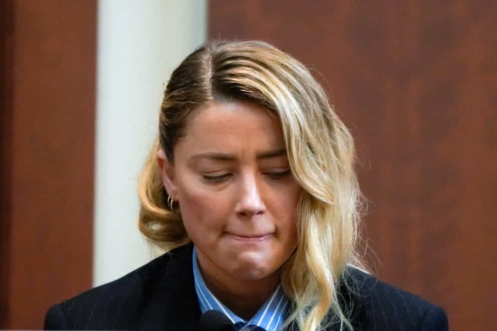 Tearful Amber Heard during her first day of evidence (Elizabeth Frantz/AP)