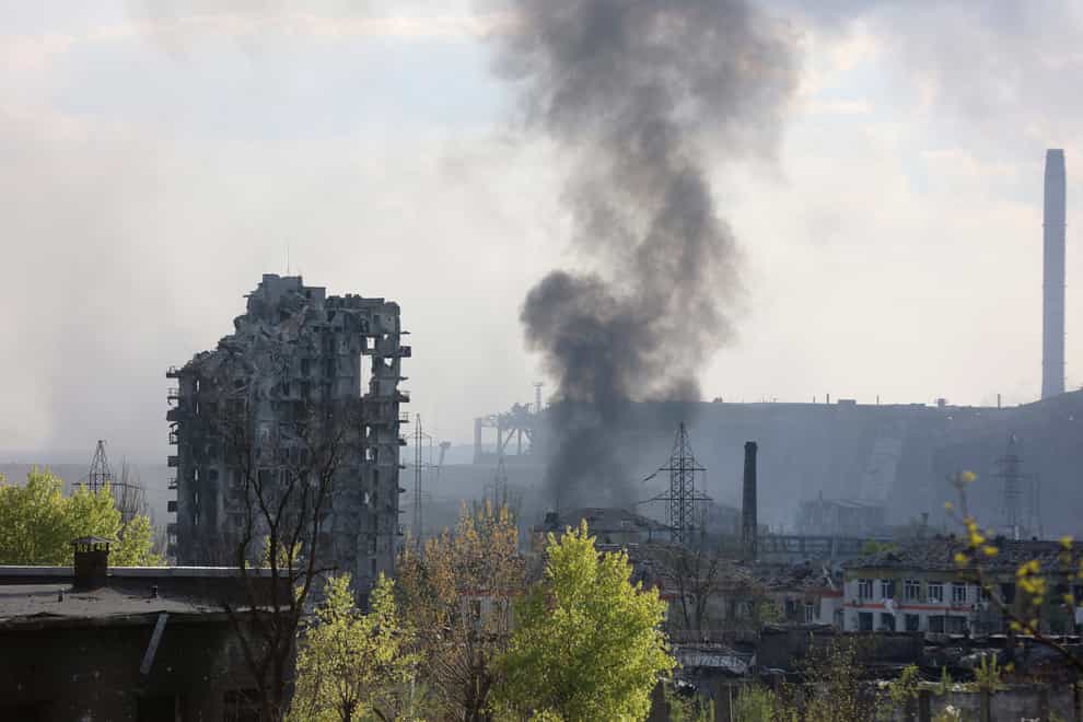 Smoke rises from the Azovstal steel mill in Mariupol (Alexei Alexandrov/AP)