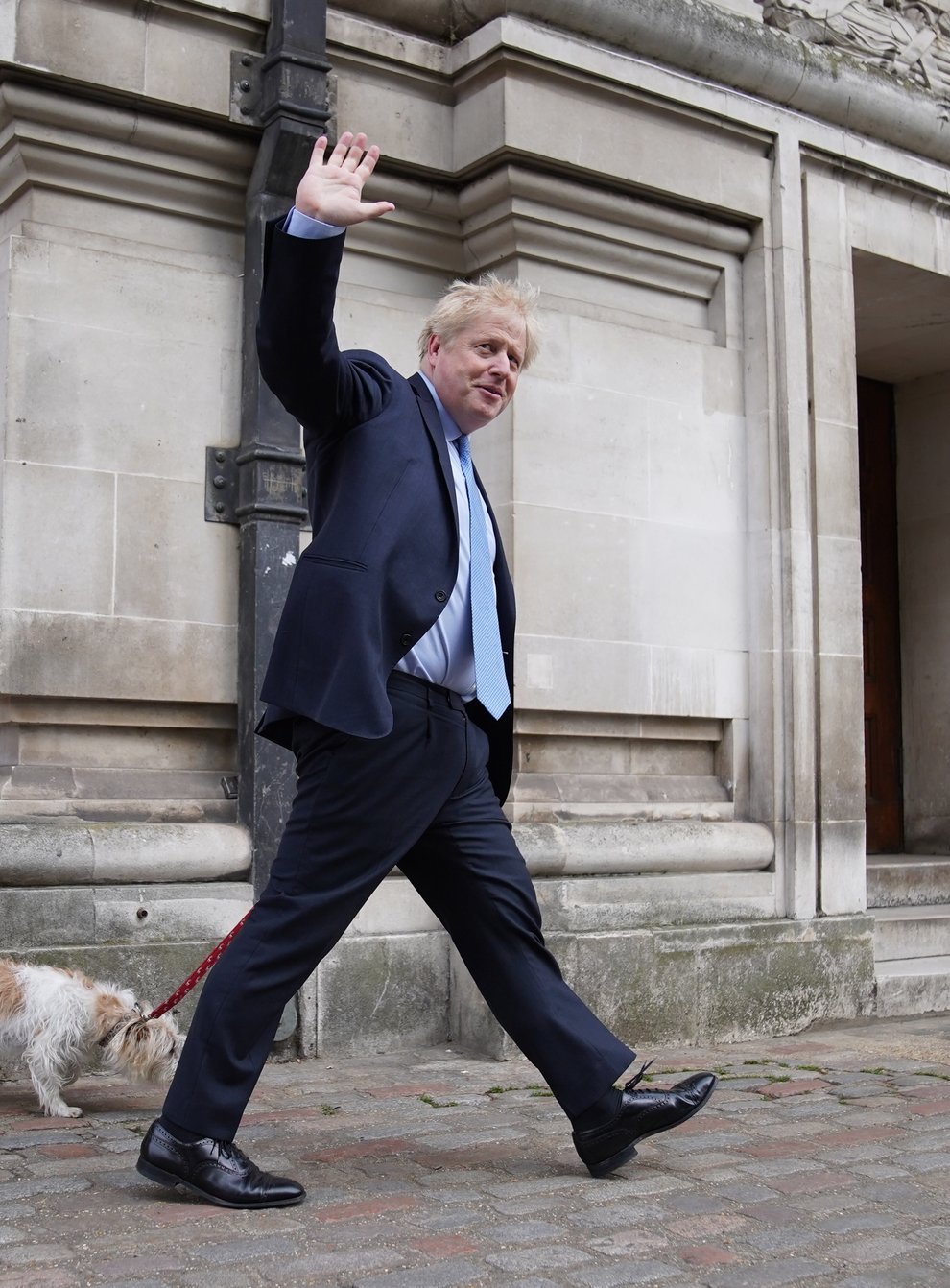 Boris Johnson leaves with his dog Dilyn (Stefan Rousseau/PA)