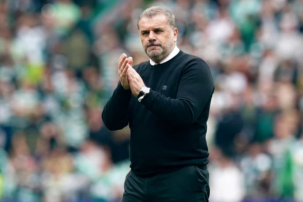 Celtic manager Ange Postecoglou is looking to lead his team over the line (Jane Barlow/PA)