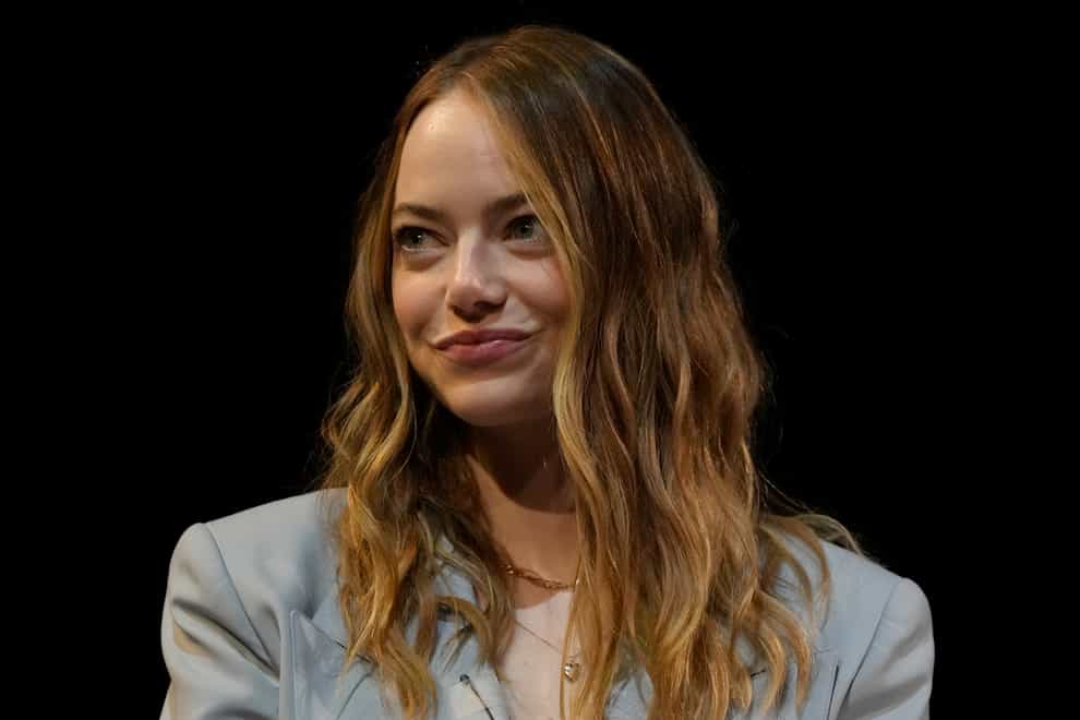 Emma Stone attends a press conference after the screening of her new short film Bleat (Thanassis Stavrakis/AP)