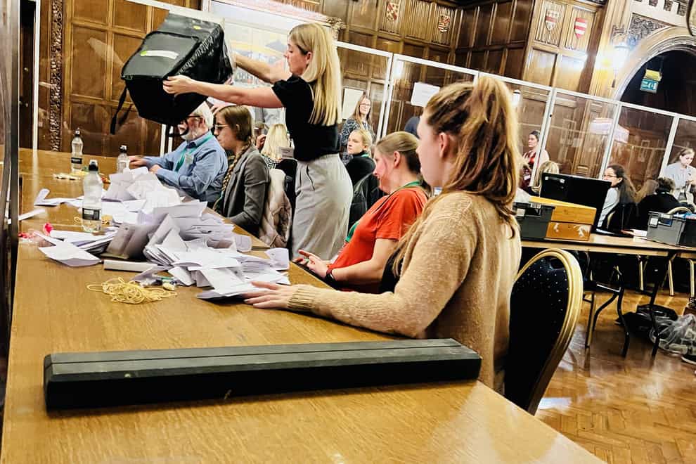 Ballot boxes are emptied at the Guildhall in Hull as counting begins across the UK for the local government elections. Picture date: Thursday May 5, 2022.