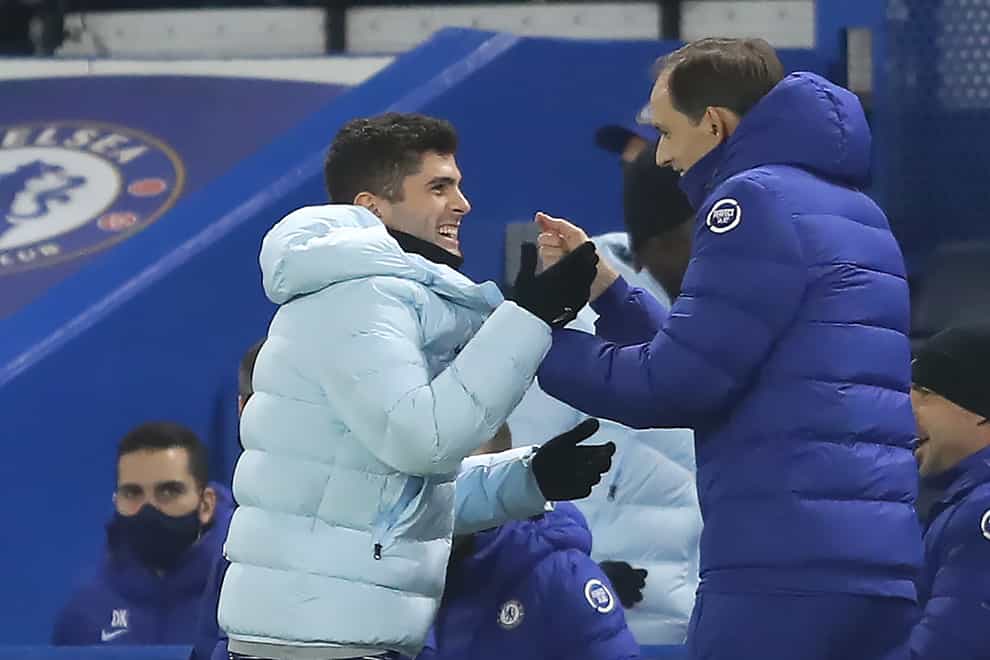 Chelsea’s Christian Pulisic (left) and Thomas Tuchel have no problems, according to the Blues boss (PA)