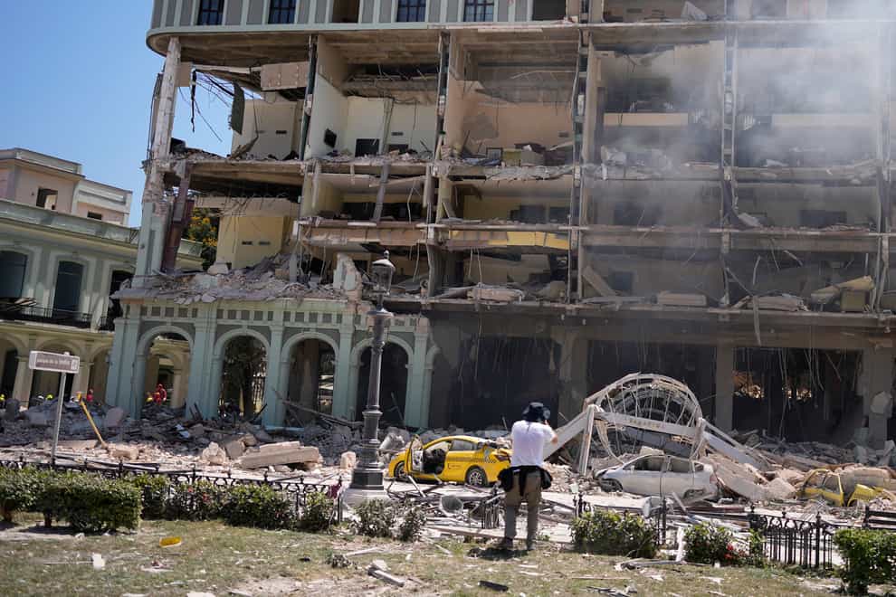 The damaged five-star Hotel Saratoga (Ramon Espinosa/AP)