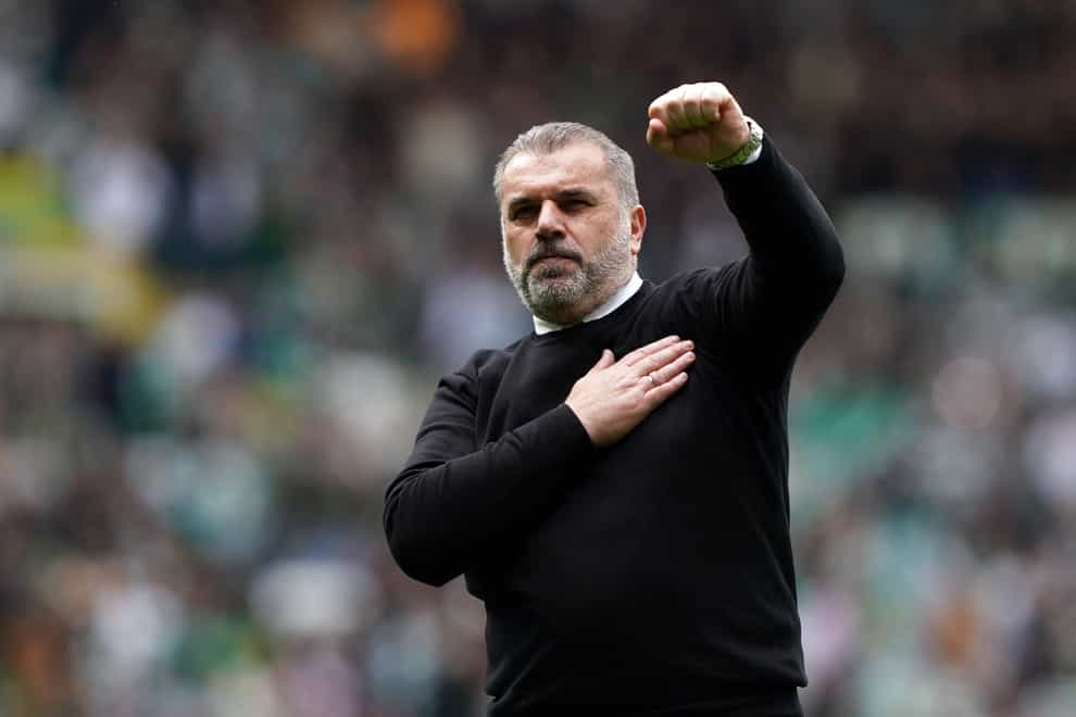 Ange Postecoglou salutes the Celtic fans (Andrew Milligan/PA)