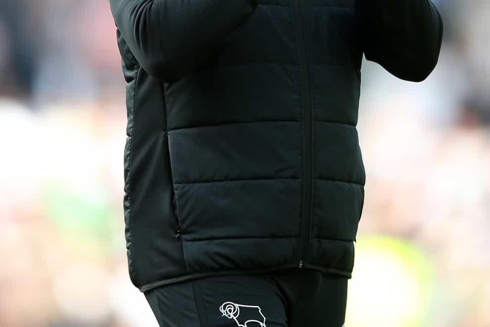 Derby manager Wayne Rooney applauds the fans (Nigel French/PA)