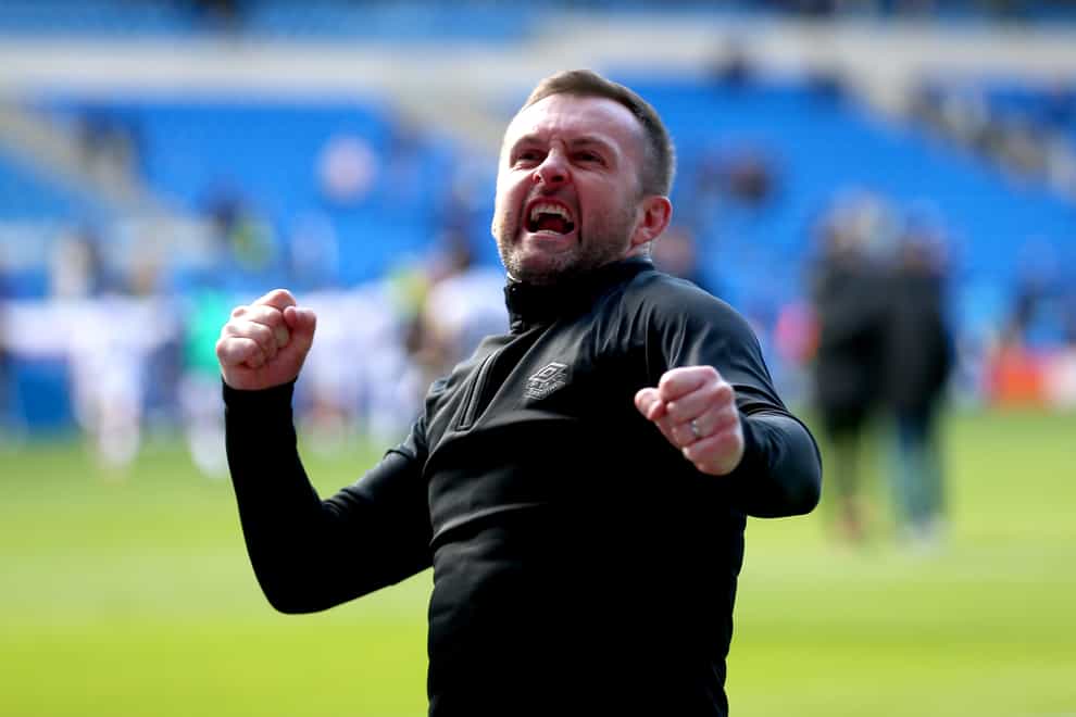 Nathan Jones is proud of Luton’s achievement after play-off place was secured (Nigel French/PA)