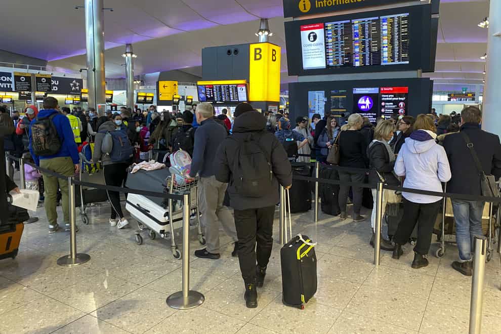 Heathrow Airport has increased its 2022 passenger number forecast from 45.5 million to nearly 53 million (Steve Parsons/PA)