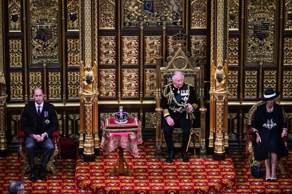 The Prince of Wales sits close to the Imperial State Crown (Ben Stansall/PA)