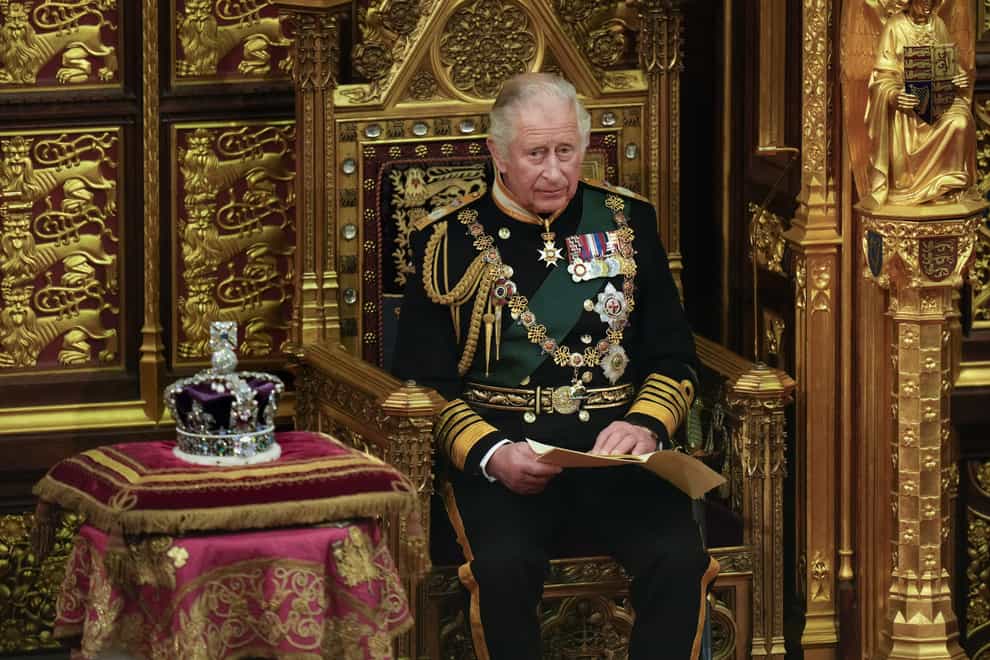The Prince of Wales delivers the Queen’s Speech during the State Opening of Parliament in the House of Lords, London (Alastair Grant/PA)