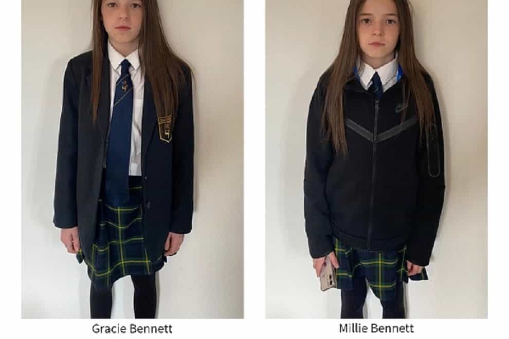 Eleven-year-old twins Gracie and Millie Bennett went missing from their Leicestershire home on Tuesday evening (Leicestershire Police/PA)