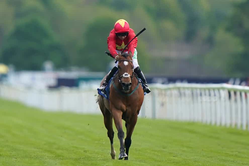 Highfield Princess and Jason Hart coming home to win the Duke Of York Clipper Logistics Stakes during day one of the Dante Festival 2022 at York racecourse (Tim Goode/PA)