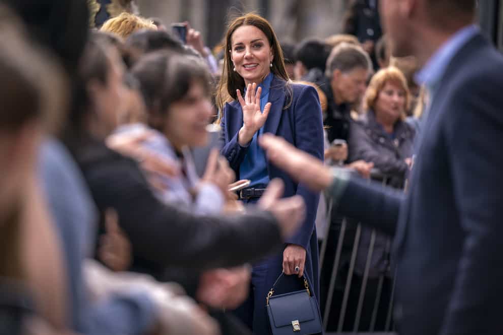 The Duchess of Cambridge during a visit to the University of Glasgow in Glasgow, to talk with students about mental health and wellbeing – particularly pertinent during what is exam season at the University (Jane Barlow//PA)
