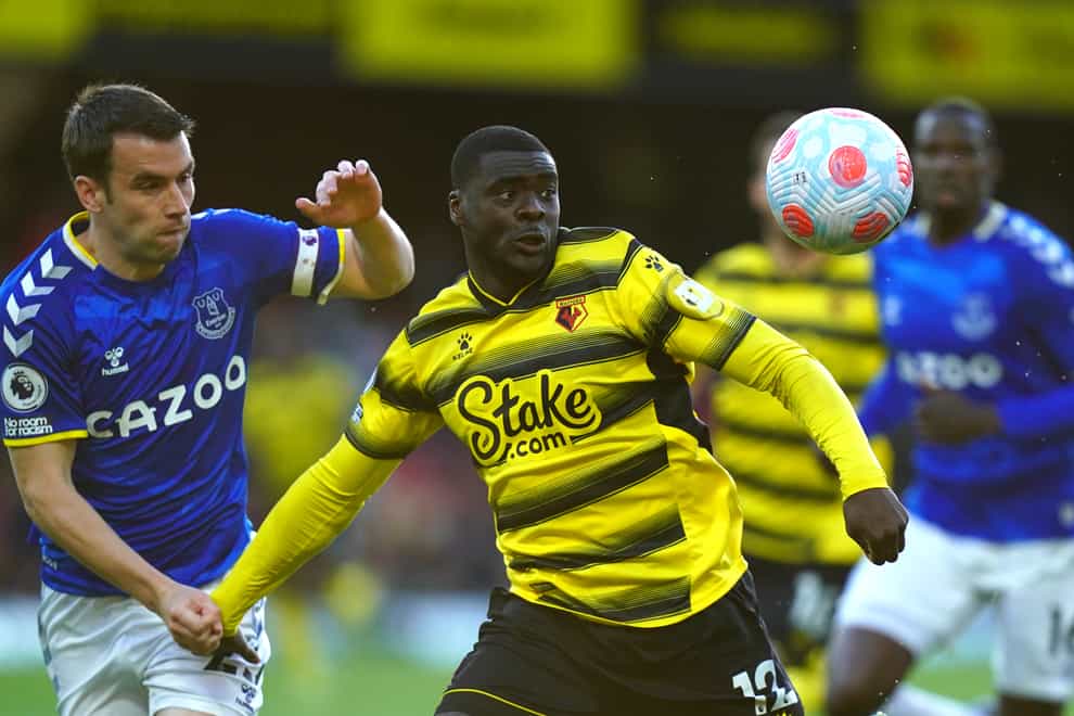 Seamus Coleman (left) and Watford’s Ken Sema battle for the ball (Adam Davy/PA)