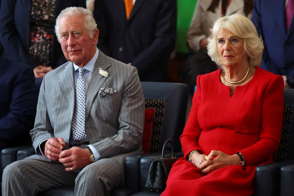 The Prince of Wales and Duchess of Cornwall during their visit to Canada House (Hannah McKay/PA)