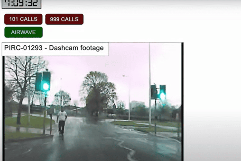 Dashcam footage was shown of a man walking in the Hayfield area of Kirkcaldy the day Mr Bayoh died (Sheku Bayoh Inquiry screenshot/PA)