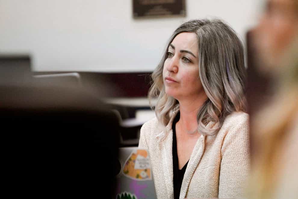RaDonda Vaught, a former Vanderbilt University Medical Centre nurse, listens to the opening statements during her trial (Stephanie Amador/The Tennessean/AP)