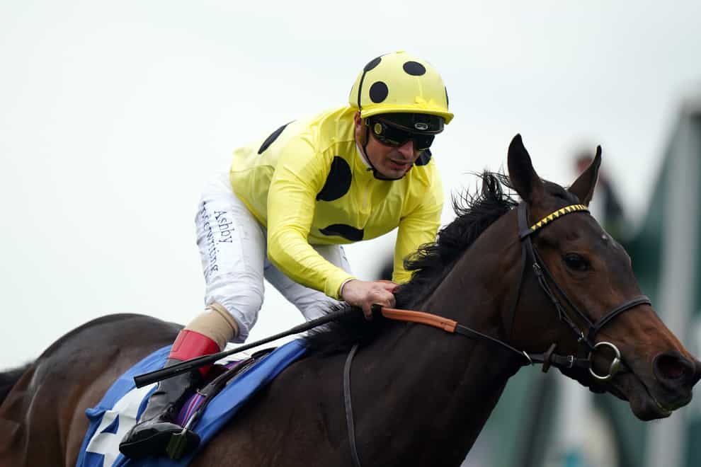 Fonteyn ridden by Andrea Atzeni on their way to winning the Oaks Farm Stables Fillies’ Stakes during day three of the Dante Festival 2022 at York racecourse (Tm Goode/PA)