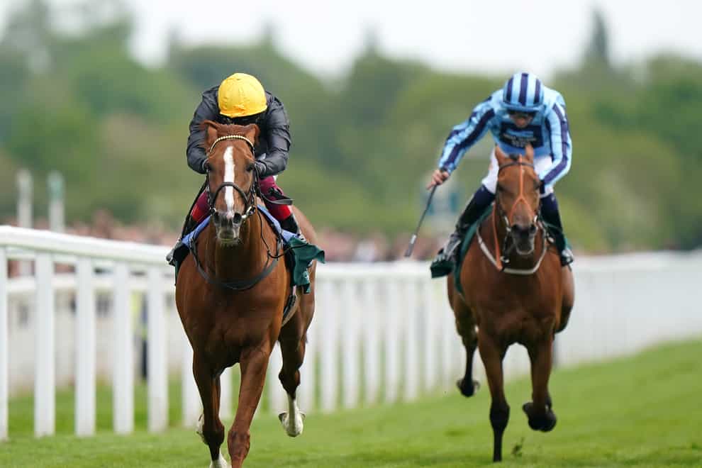 Stradivarius ridden by Frankie Dettori (left) on their way to winning the Paddy Power Yorkshire Cup Stakes during day three of the Dante Festival 2022 at York racecourse. Picture date: Friday May 13, 2021.