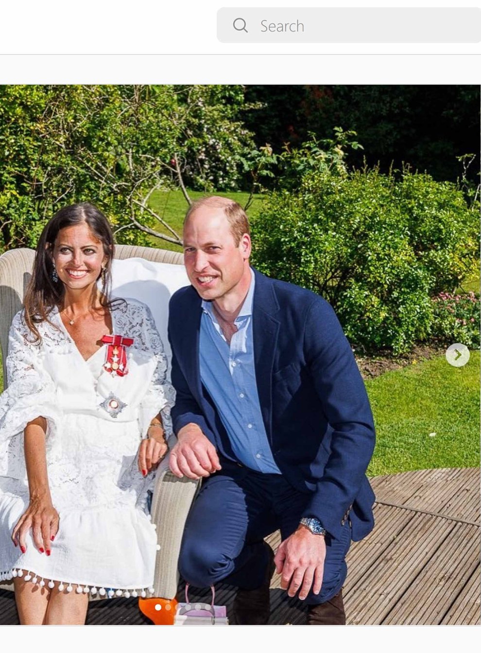Screengrab taken from the Instagram feed of Deborah James/bowelbabe of the Duke of Cambridge at the family home of Deborah James earlier today to honour her with a damehood (Deborah James/PA)
