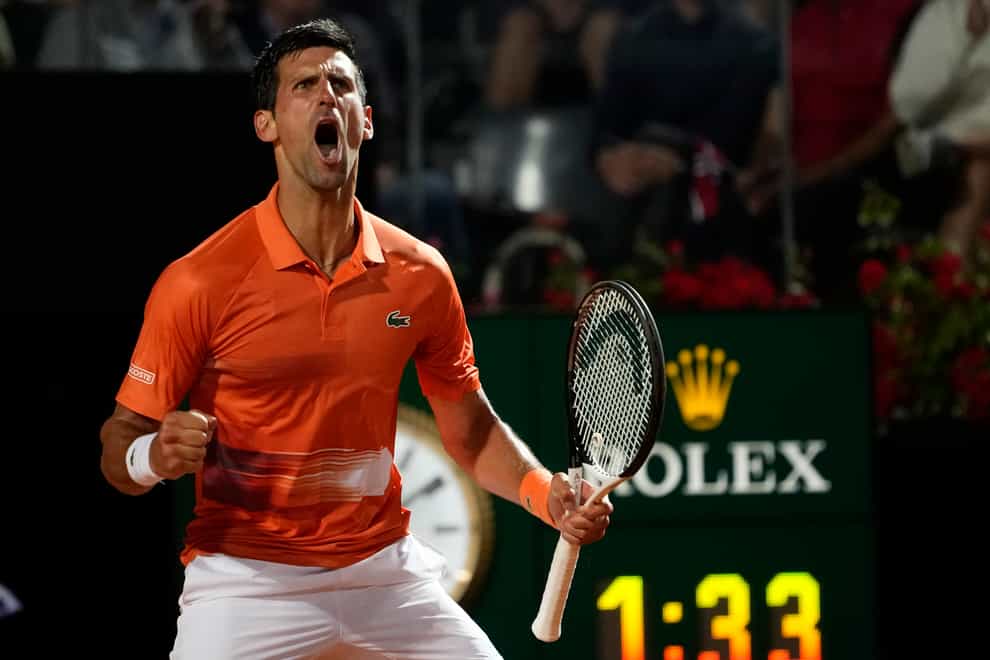 Novak Djokovic reached his landmark victory in Rome on Saturday night (Alessandra Tarantino/AP)