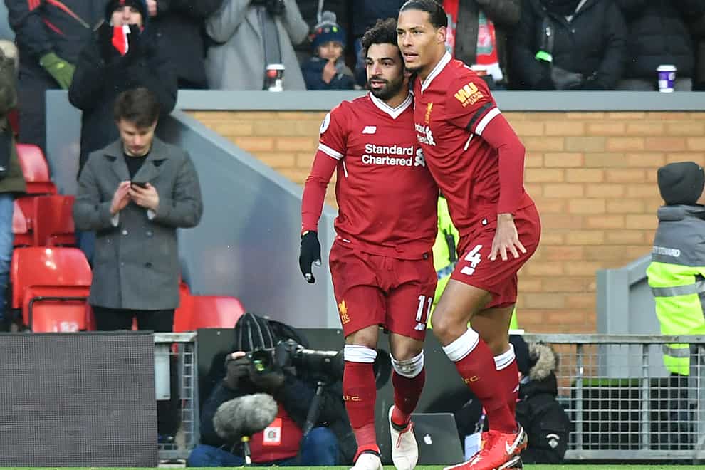 Liverpool’s Mohamed Salah (left) and Virgil van Dijk are injury doubts (Anthony Devlin/PA)