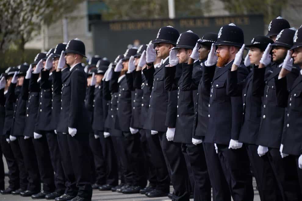 New police recruits after their inspection by Metropolitan Police Commissioner Dame Cressida Dick during her last Passing Out parade at Hendon, London, ahead of her last day as chief of the Met on April 10 (Yui Mok/PA)