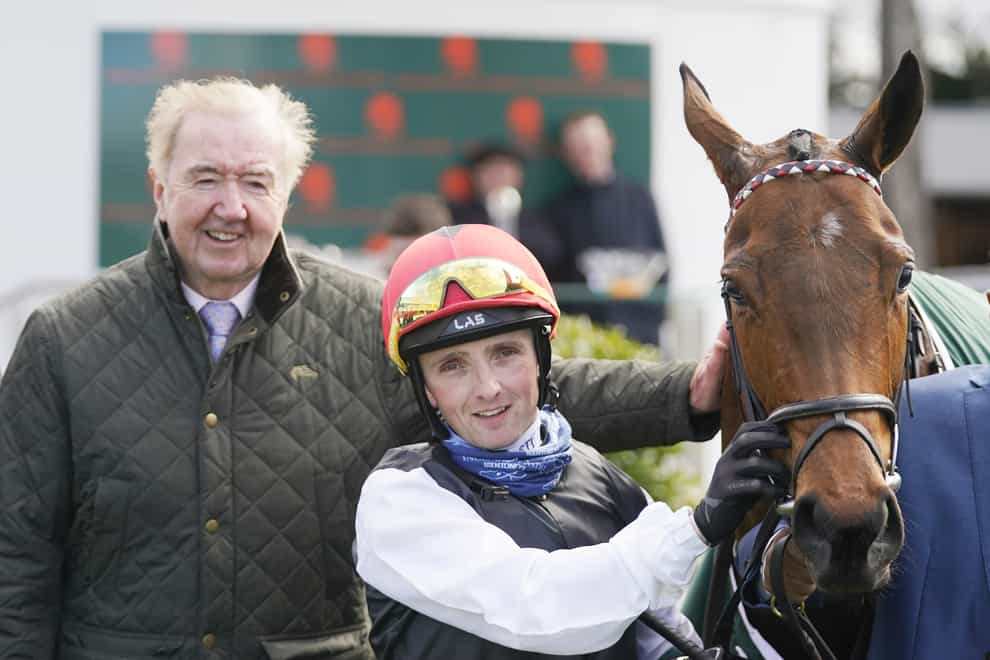 Dermot Weld and Chris Hayes with Homeless Songs at Leopardstown (Niall Carson/PA)