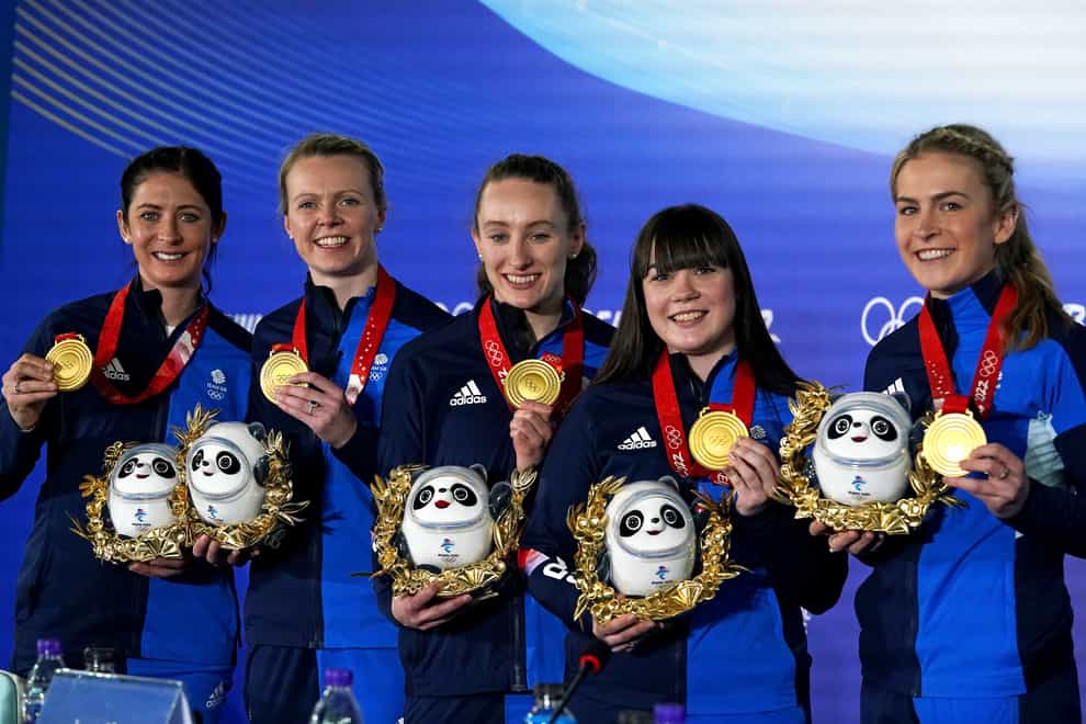 Curler Vicky Wright (second left) who struck gold in the Beijing Winter Olympics, has announced she is retiring from the sport full-time (Andrew Milligan/PA)