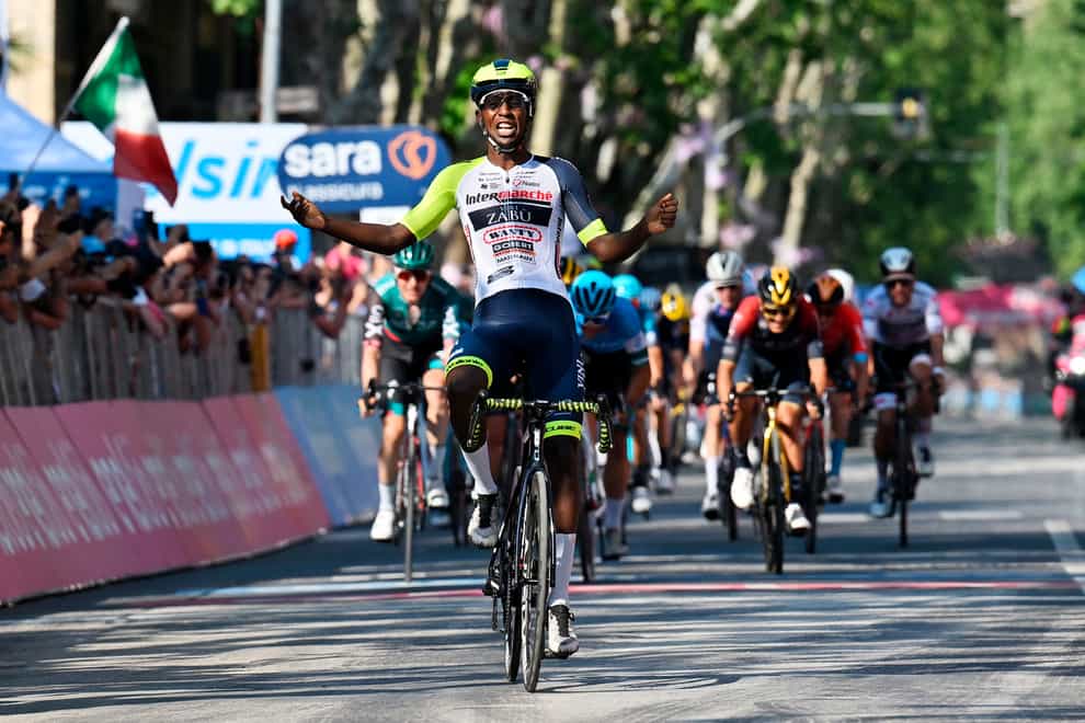 Biniam Girmay made history with victory on stage 10 of the Giro d’Italia (Gian Mattia D’Alberto/AP)