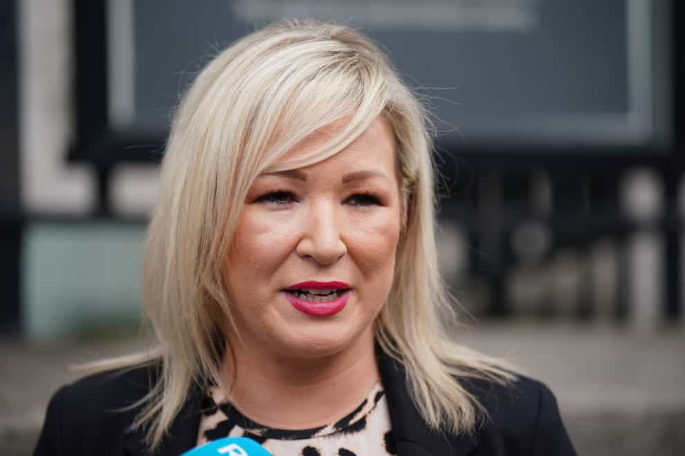 Sinn Fein Stormont leader Michelle O’Neill leaving Government Buildings in Dublin after meeting Irish premier Micheal Martin. Picture date: Monday May 16, 2022.